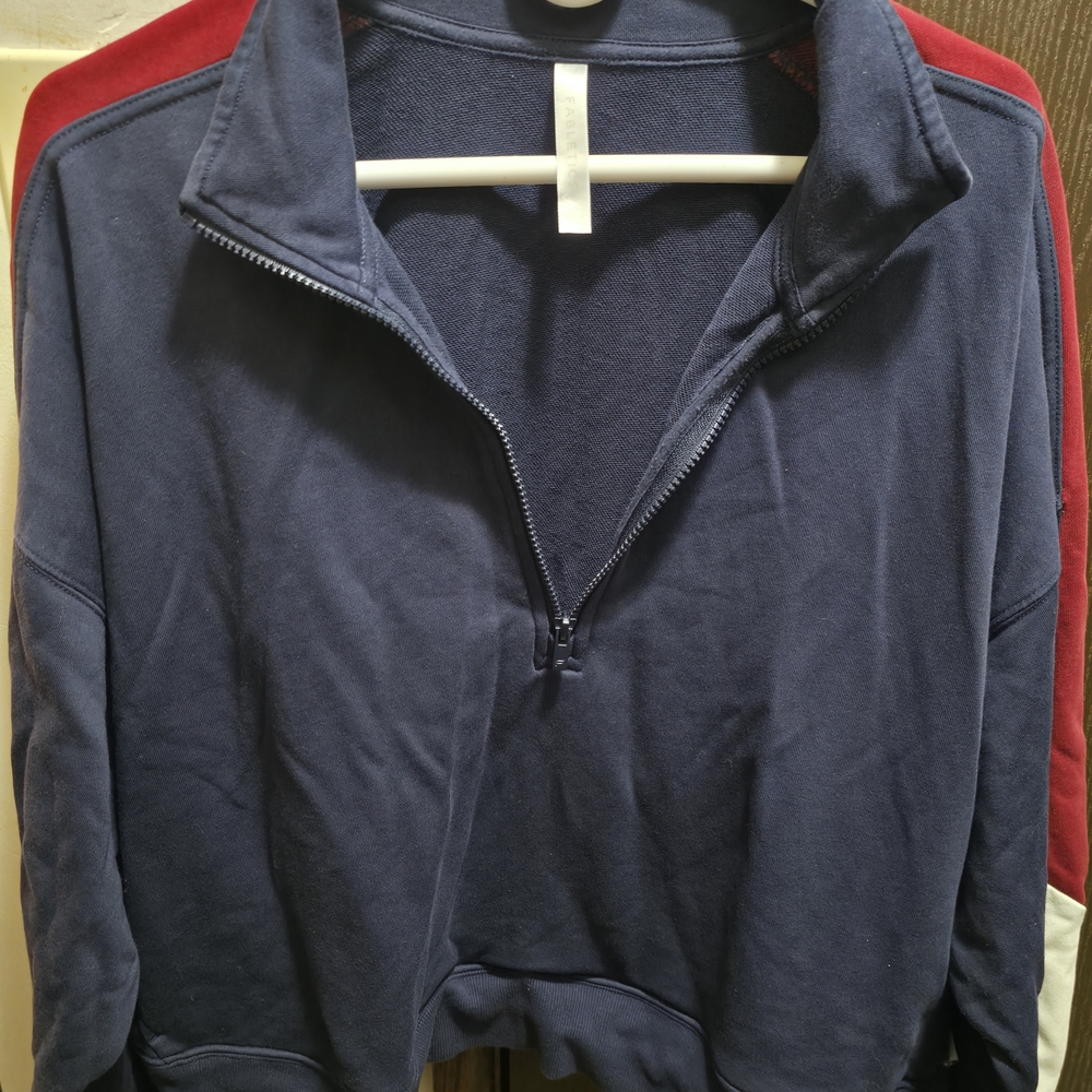 Fabletics Women's Navy Blue Zip-Up Sweater